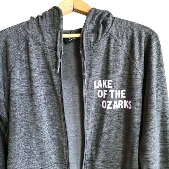 Lake of the Ozarks Upcycled Hoodie, Size M: Zip-Up Jacket, Landmarks Marinas - Picture 3 of 10